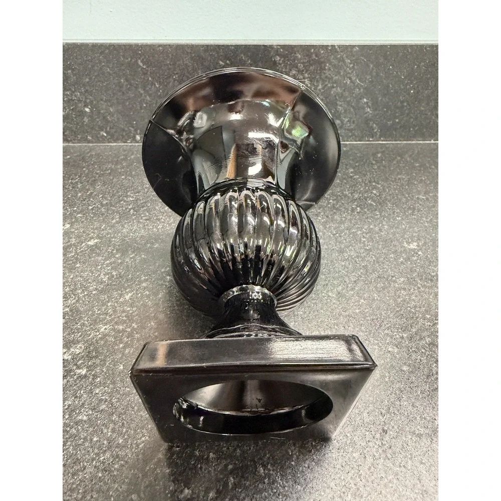 Black Urn Vase Halloween Goth Gothic Decor Glossy Pedestal 5.5